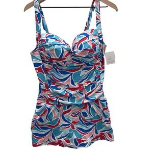 Sunsets NWT Sienna Swim Dress Making Waves One Piece US‎ 16 Adjustable Straps